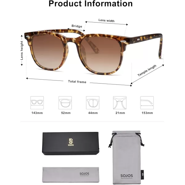 imageSOJOS Retro Vintage Square Polarized Sunglasses for Women Men UV Protection Lens TR90 Frame Sunglasses SJ2112AmberBrown Grading