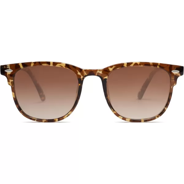imageSOJOS Retro Vintage Square Polarized Sunglasses for Women Men UV Protection Lens TR90 Frame Sunglasses SJ2112AmberBrown Grading
