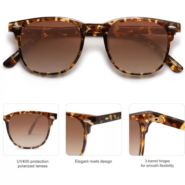 imageSOJOS Retro Vintage Square Polarized Sunglasses for Women Men UV Protection Lens TR90 Frame Sunglasses SJ2112AmberBrown Grading