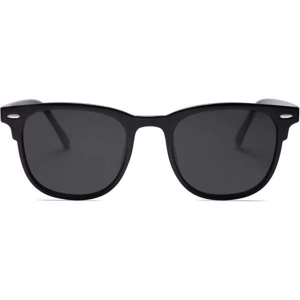 imageSOJOS Retro Vintage Square Polarized Sunglasses for Women Men UV Protection Lens TR90 Frame Sunglasses SJ2112BlackGrey