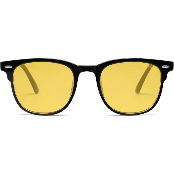 imageSOJOS Retro Vintage Square Polarized Sunglasses for Women Men UV Protection Lens TR90 Frame Sunglasses SJ2112BlackNight Vision