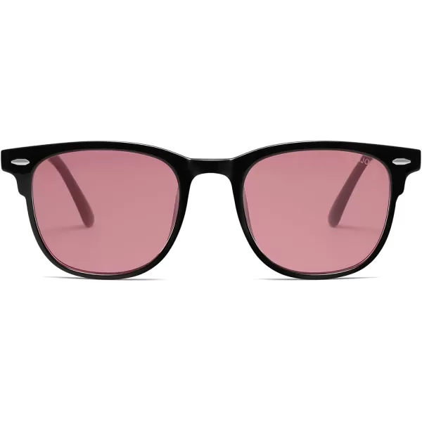 imageSOJOS Retro Vintage Square Polarized Sunglasses for Women Men UV Protection Lens TR90 Frame Sunglasses SJ2112BlackRed
