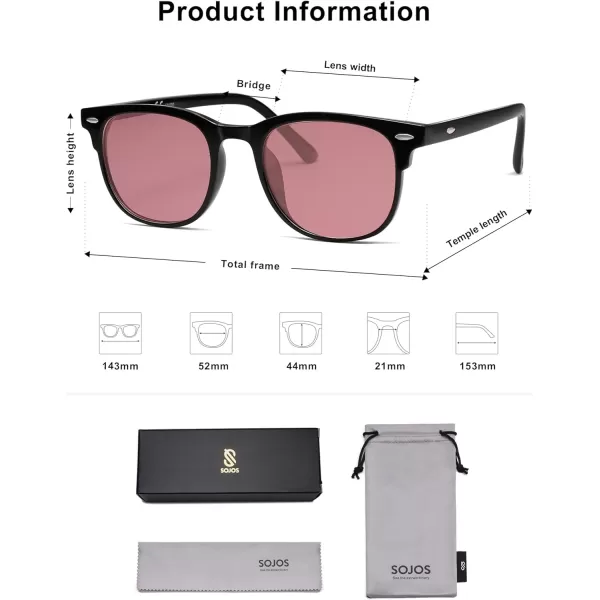imageSOJOS Retro Vintage Square Polarized Sunglasses for Women Men UV Protection Lens TR90 Frame Sunglasses SJ2112BlackRed