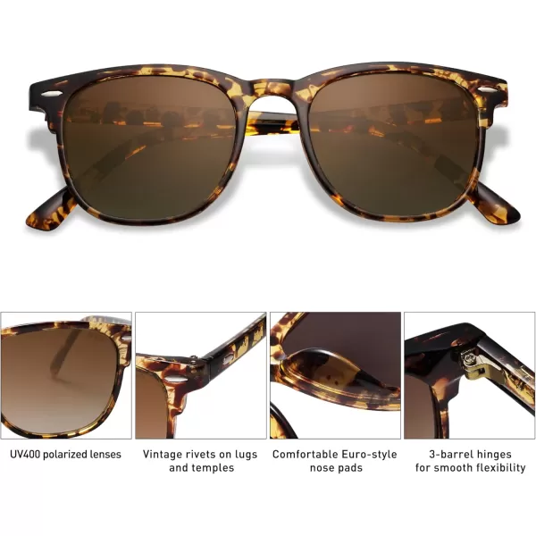 imageSOJOS Retro Vintage Square Polarized Sunglasses for Women Men UV Protection Lens TR90 Frame Sunglasses SJ2112Brown TortoiseBrown Grading