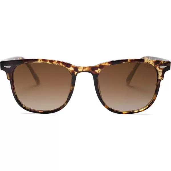 imageSOJOS Retro Vintage Square Polarized Sunglasses for Women Men UV Protection Lens TR90 Frame Sunglasses SJ2112Brown TortoiseBrown Grading