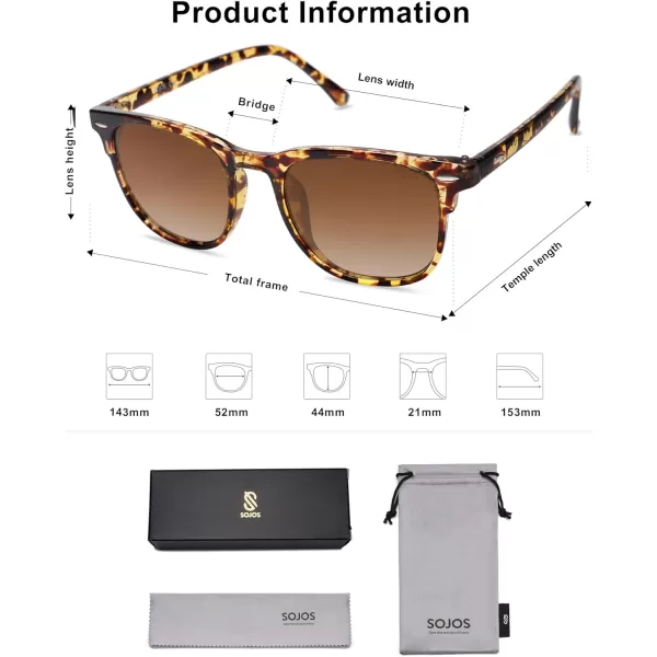 imageSOJOS Retro Vintage Square Polarized Sunglasses for Women Men UV Protection Lens TR90 Frame Sunglasses SJ2112Brown TortoiseBrown Grading