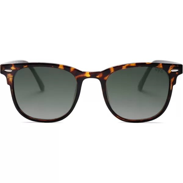 imageSOJOS Retro Vintage Square Polarized Sunglasses for Women Men UV Protection Lens TR90 Frame Sunglasses SJ2112Dark TortoiseGreen Grading