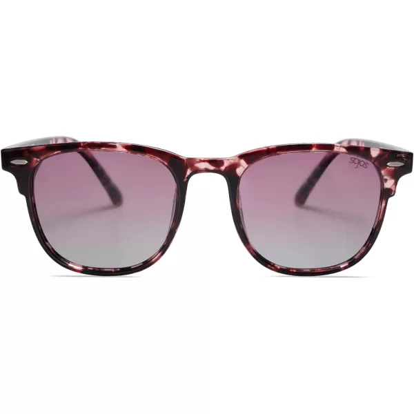 imageSOJOS Retro Vintage Square Polarized Sunglasses for Women Men UV Protection Lens TR90 Frame Sunglasses SJ2112Red TortoiseBurgundy Grading