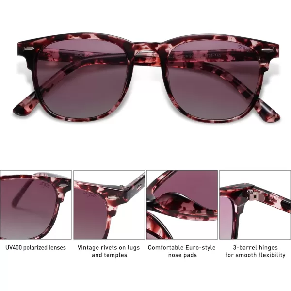 imageSOJOS Retro Vintage Square Polarized Sunglasses for Women Men UV Protection Lens TR90 Frame Sunglasses SJ2112Red TortoiseBurgundy Grading