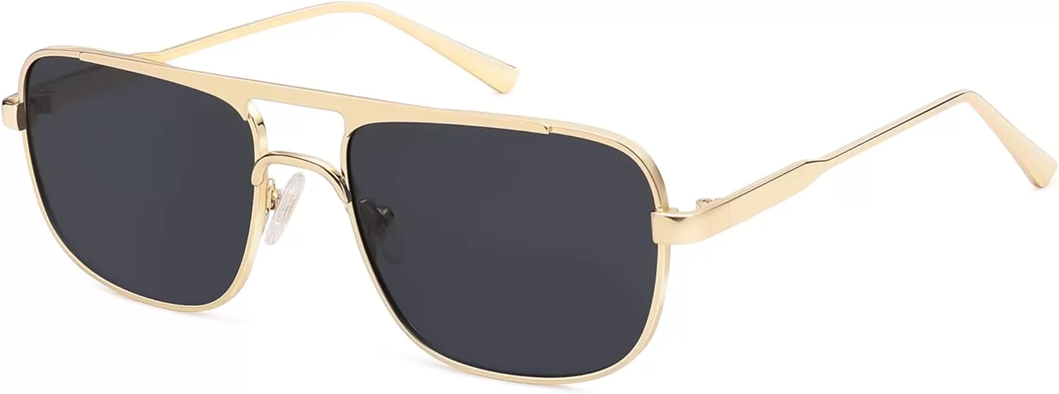 imageSOJOS Retro Aviator Polarized Sunglasses for Women Men Trendy Rectangle Womens Mens Sunnies SJ1234GoldGrey