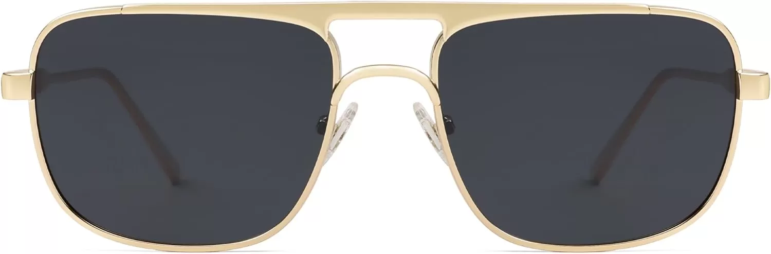 imageSOJOS Retro Aviator Polarized Sunglasses for Women Men Trendy Rectangle Womens Mens Sunnies SJ1234GoldGrey