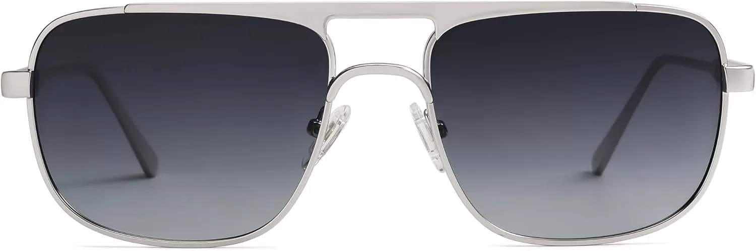 imageSOJOS Retro Aviator Polarized Sunglasses for Women Men Trendy Rectangle Womens Mens Sunnies SJ1234SilverGrey Grading