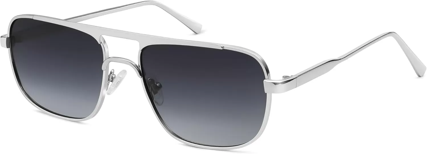 imageSOJOS Retro Aviator Polarized Sunglasses for Women Men Trendy Rectangle Womens Mens Sunnies SJ1234SilverGrey Grading