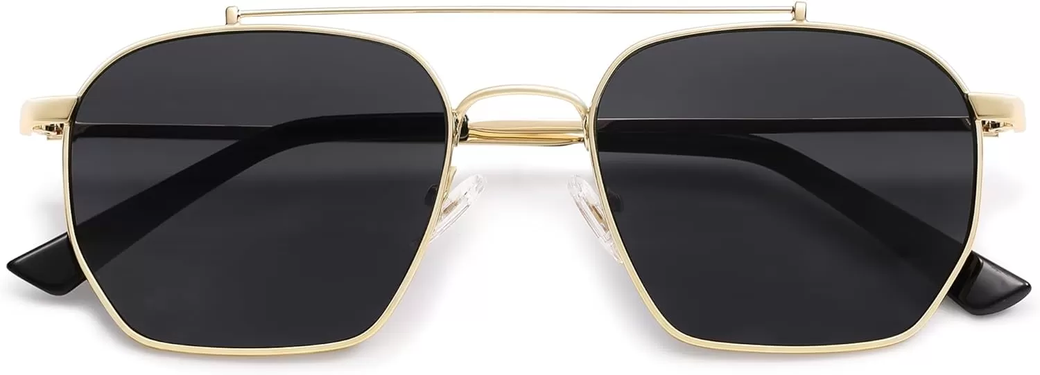 imageSOJOS Retro Square Sunglasses for Women Men Trendy Sun Glasses Classic Shades UV400 Protection SJ1230Gold  Grey Lens
