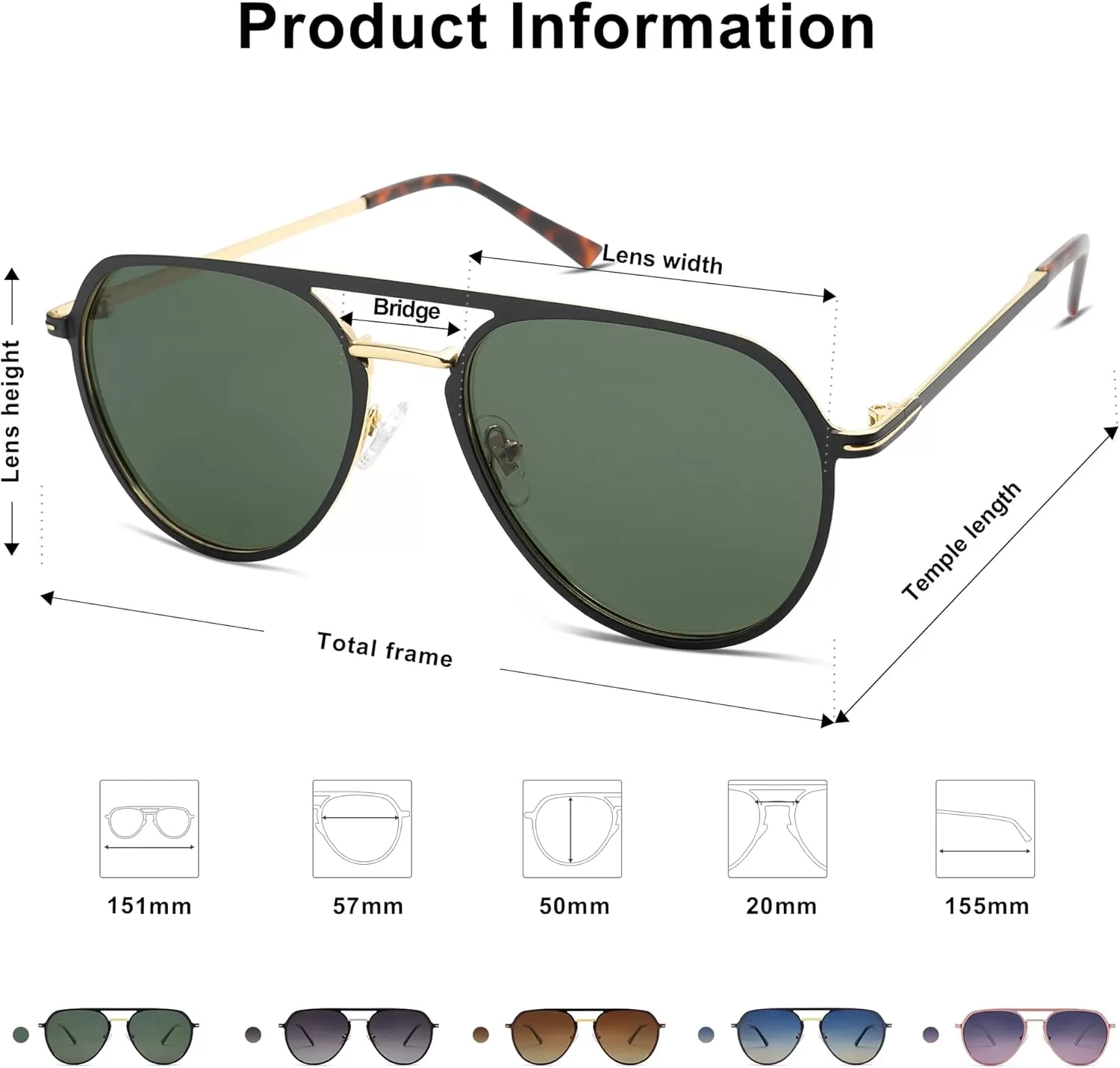 imageSOJOS Trendy Aviator Polarized Sunglasses for Women Men Retro Shades Classic Metal Sun Glasses SJ1204ABlackgoldGreen Lens