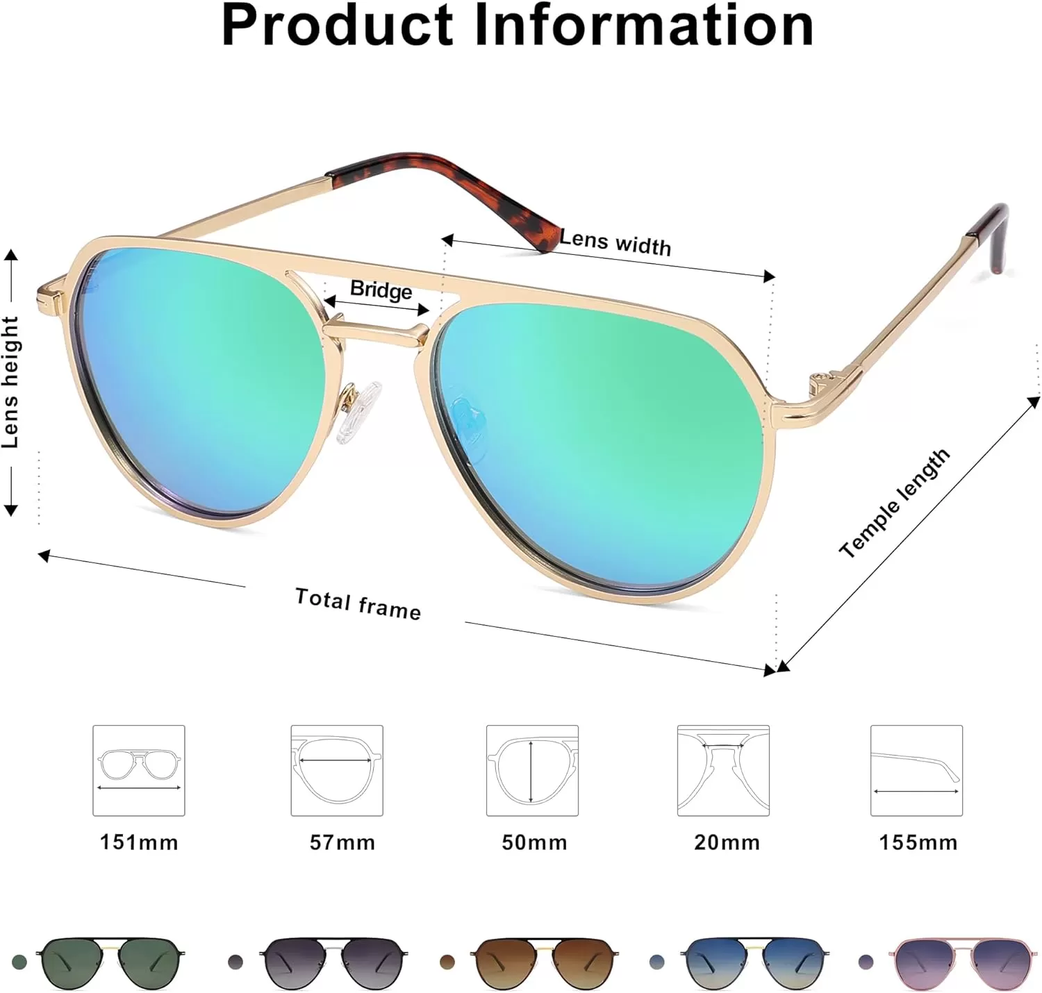 imageSOJOS Trendy Aviator Polarized Sunglasses for Women Men Retro Shades Classic Metal Sun Glasses SJ1204AGoldMirrored Green