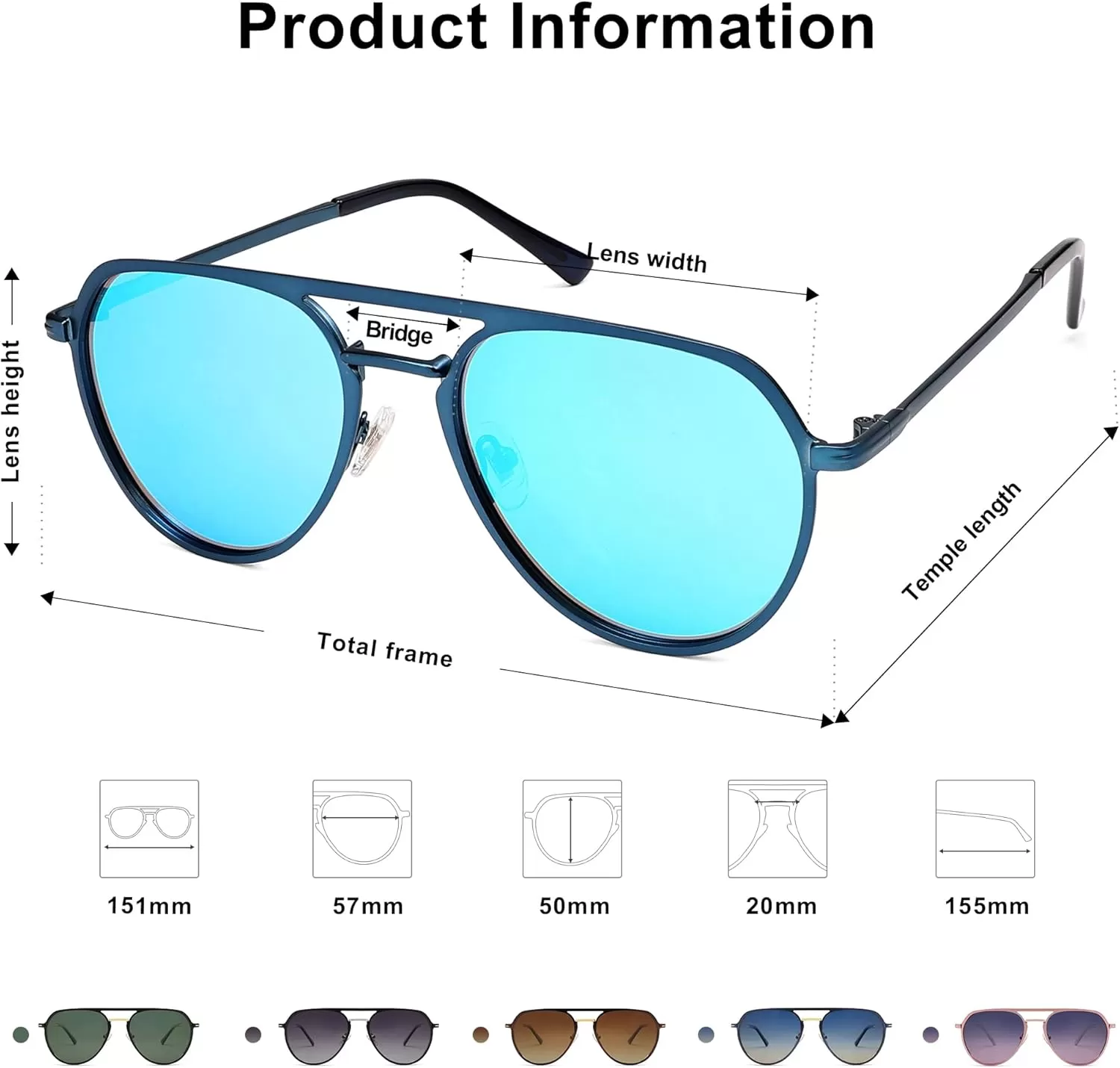 imageSOJOS Trendy Aviator Polarized Sunglasses for Women Men Retro Shades Classic Metal Sun Glasses SJ1204AMatte BlueMirrored Blue