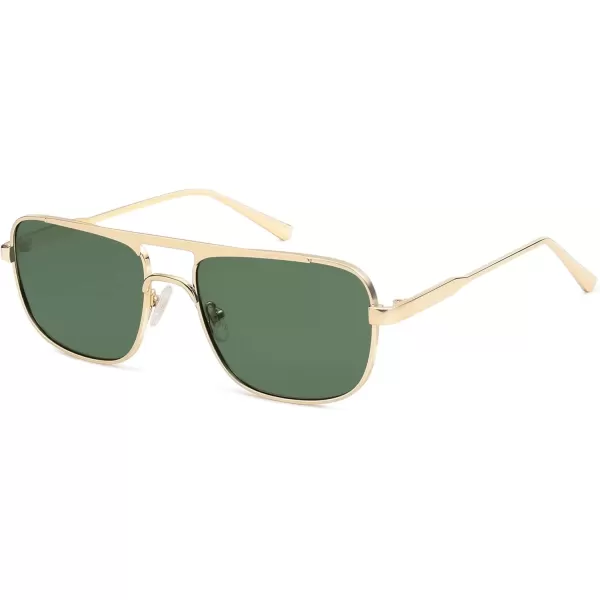 imageSOJOS Retro Aviator Polarized Sunglasses for Women Men Trendy Rectangle Womens Mens Sunnies SJ1234GoldDark Green