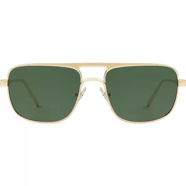 imageSOJOS Retro Aviator Polarized Sunglasses for Women Men Trendy Rectangle Womens Mens Sunnies SJ1234GoldDark Green