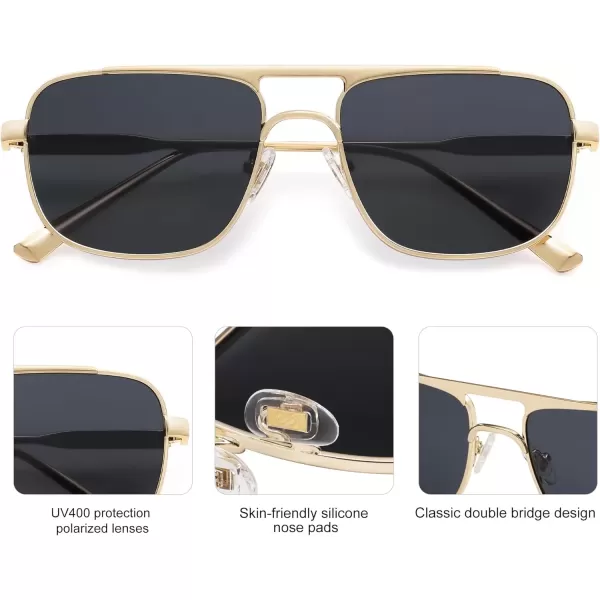 imageSOJOS Retro Aviator Polarized Sunglasses for Women Men Trendy Rectangle Womens Mens Sunnies SJ1234GoldGrey
