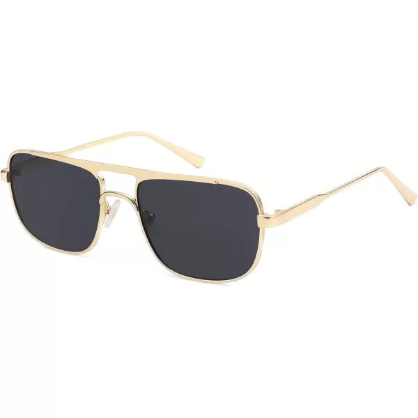 imageSOJOS Retro Aviator Polarized Sunglasses for Women Men Trendy Rectangle Womens Mens Sunnies SJ1234GoldGrey