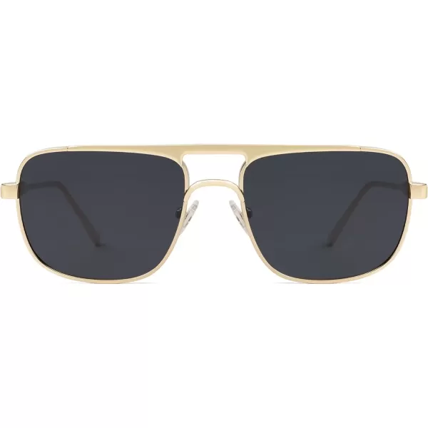 imageSOJOS Retro Aviator Polarized Sunglasses for Women Men Trendy Rectangle Womens Mens Sunnies SJ1234GoldGrey