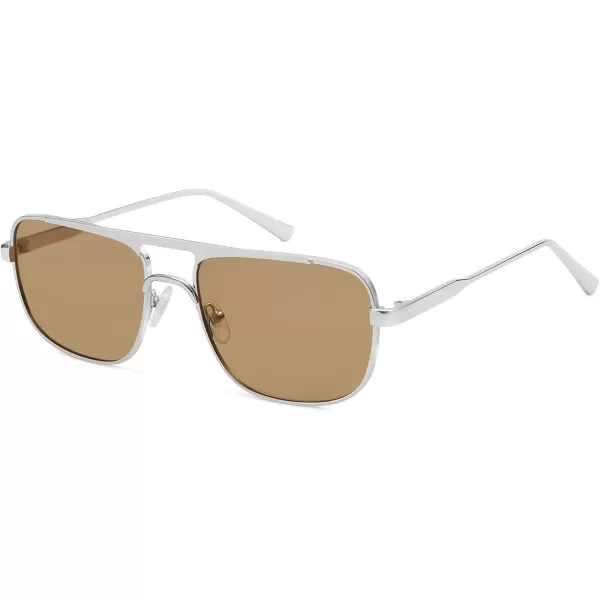 imageSOJOS Retro Aviator Polarized Sunglasses for Women Men Trendy Rectangle Womens Mens Sunnies SJ1234SilverBrown