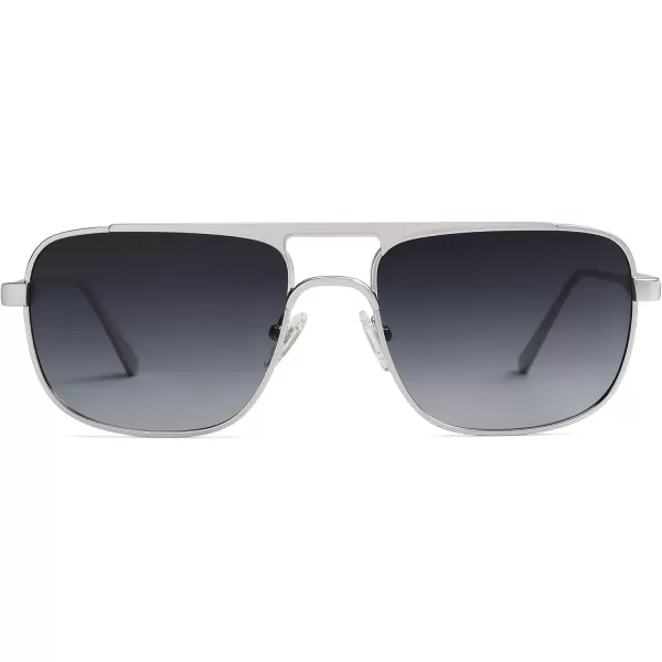 imageSOJOS Retro Aviator Polarized Sunglasses for Women Men Trendy Rectangle Womens Mens Sunnies SJ1234SilverGrey Grading