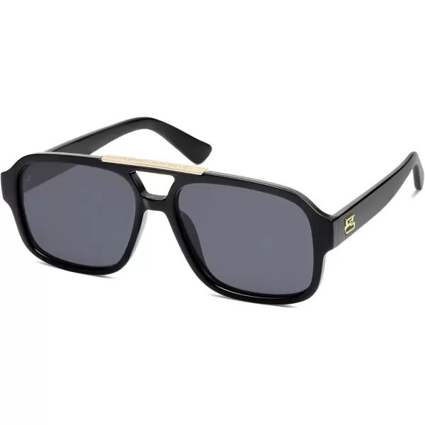 imageSOJOS Retro Aviator Sunglasses Womens Mens Polarized Vintage Trendy Rectangle Women Sunnies SJ2335BlackGrey
