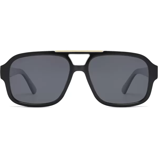 imageSOJOS Retro Aviator Sunglasses Womens Mens Polarized Vintage Trendy Rectangle Women Sunnies SJ2335BlackGrey