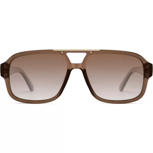 imageSOJOS Retro Aviator Sunglasses Womens Mens Polarized Vintage Trendy Rectangle Women Sunnies SJ2335Crystal BrownBrown Grading