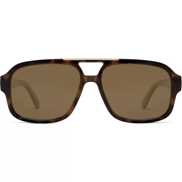 imageSOJOS Retro Aviator Sunglasses Womens Mens Polarized Vintage Trendy Rectangle Women Sunnies SJ2335TortoiseBrown