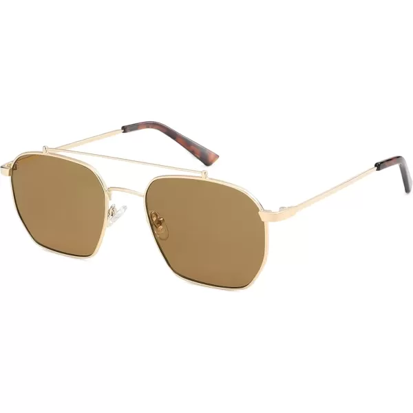 imageSOJOS Retro Square Sunglasses for Women Men Trendy Sun Glasses Classic Shades UV400 Protection SJ1230Gold  Brown Lens