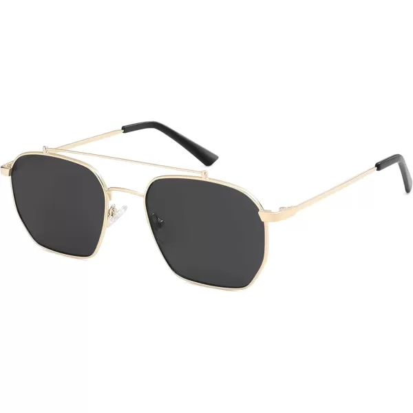 imageSOJOS Retro Square Sunglasses for Women Men Trendy Sun Glasses Classic Shades UV400 Protection SJ1230Gold  Grey Lens