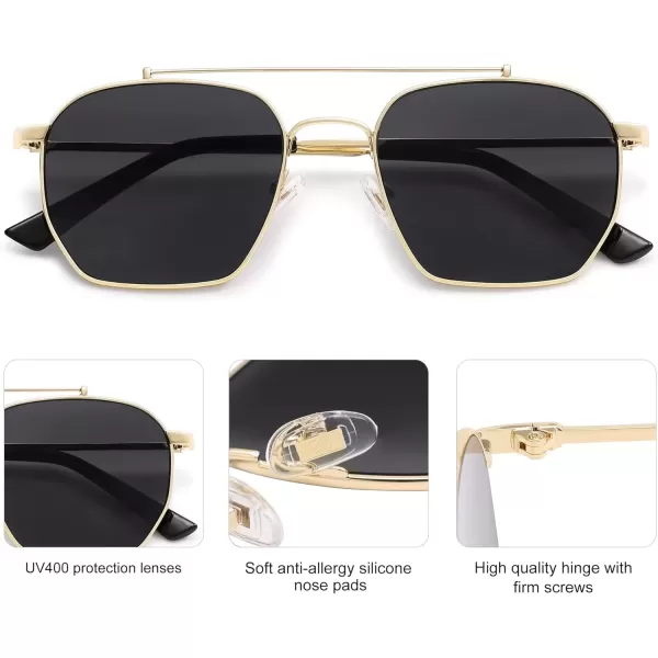 imageSOJOS Retro Square Sunglasses for Women Men Trendy Sun Glasses Classic Shades UV400 Protection SJ1230Gold  Grey Lens