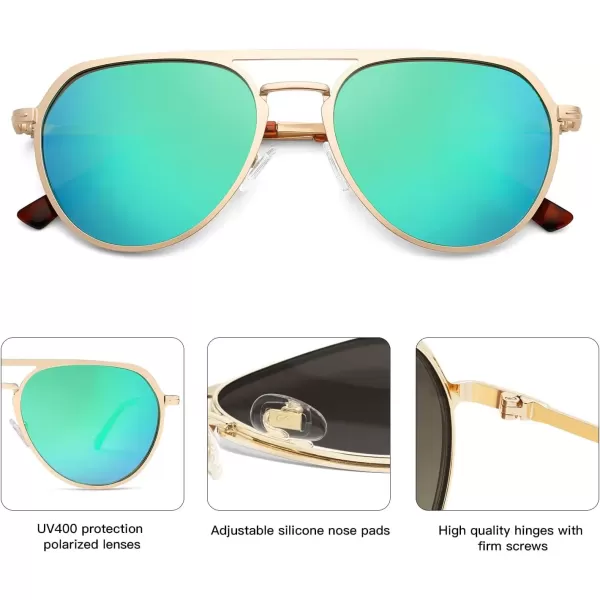 imageSOJOS Trendy Aviator Polarized Sunglasses for Women Men Retro Shades Classic Metal Sun Glasses SJ1204AGoldMirrored Green