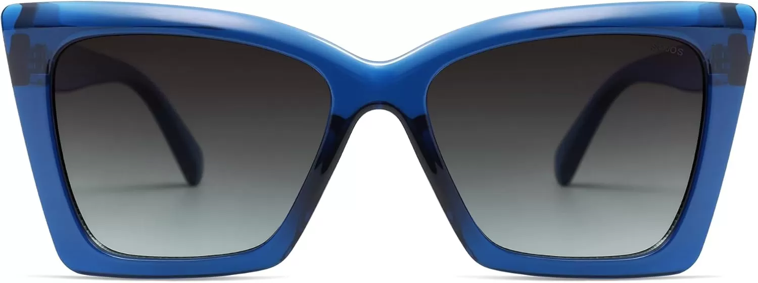 imageSOJOS Trendy Oversized Cateye Sunglasses Womens UV400 Large Designer Shades Lentes De Sol Para Mujer SJ2347Dark BlueGradient Grey