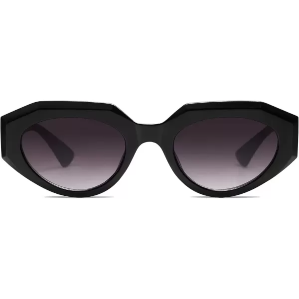 imageSOJOS Polygon Oval Cateye Sunglasses for Women Chunky Frame Retro Classic Vintage Trendy Shade Sunnies Gafas de sole SJ2240Purple