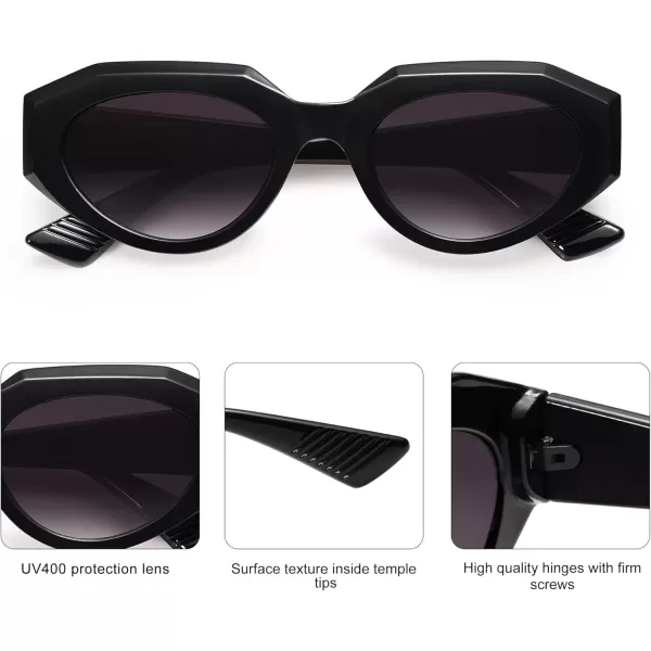 imageSOJOS Polygon Oval Cateye Sunglasses for Women Chunky Frame Retro Classic Vintage Trendy Shade Sunnies Gafas de sole SJ2240Purple