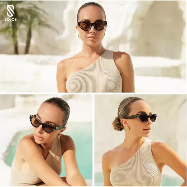 imageSOJOS Retro Polarized Cat Eye Sunglasses Womens Vintage Shades Trendy Stylish Sunnies SJ2331AShiny Black  Grey Lens