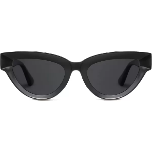 imageSOJOS Retro Polarized Cat Eye Sunglasses Womens Vintage Shades Trendy Stylish Sunnies SJ2331AShiny Black  Grey Lens
