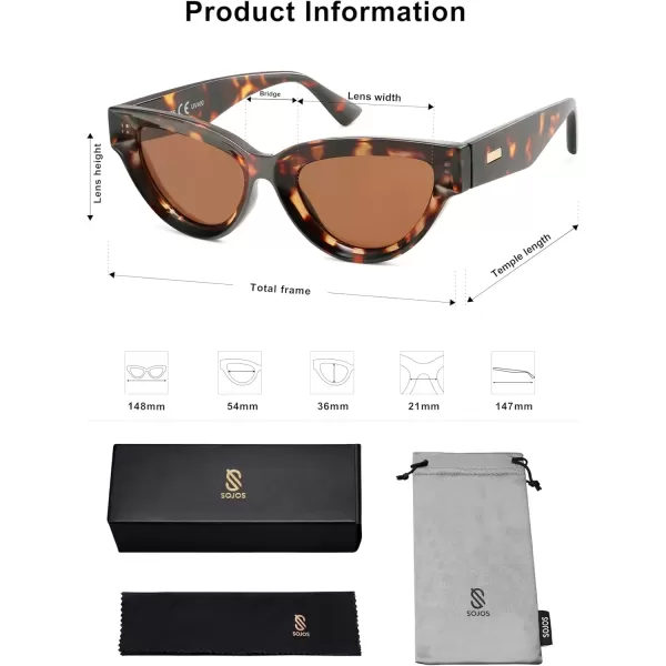 imageSOJOS Retro Polarized Cat Eye Sunglasses Womens Vintage Shades Trendy Stylish Sunnies SJ2331ATortoise  Brown Lens