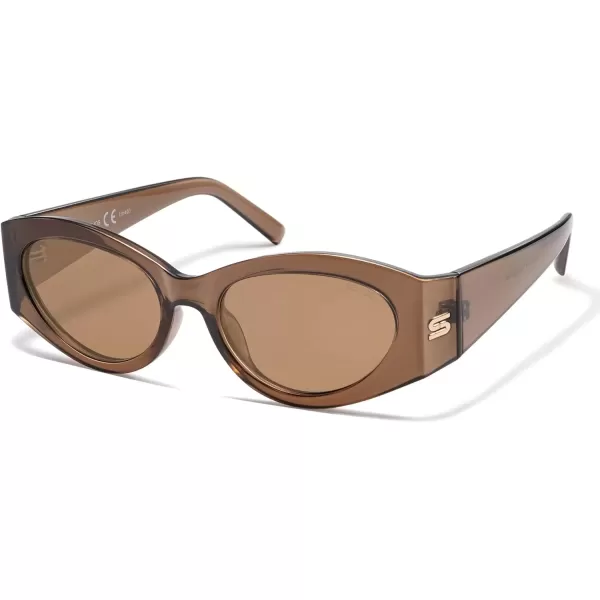 imageSOJOS Trendy Cat Eye Oval Polarized Sunglasses for Women Fashion Cateye Womens Sunnies SJ2318Light Brown