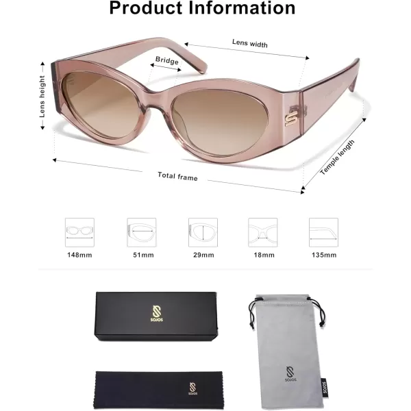 imageSOJOS Trendy Cat Eye Oval Polarized Sunglasses for Women Fashion Cateye Womens Sunnies SJ2318Light Pink