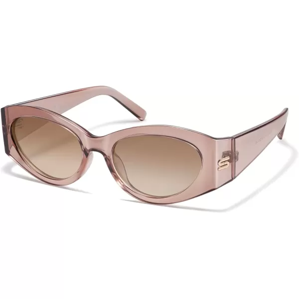 imageSOJOS Trendy Cat Eye Oval Polarized Sunglasses for Women Fashion Cateye Womens Sunnies SJ2318Light Pink