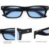imageSOJOS Trendy Polarized Rectangle Sunglasses Womens Men Retro Vintage Sun Glasses SJ2379Black Frame Blue Lens