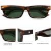 imageSOJOS Trendy Polarized Rectangle Sunglasses Womens Men Retro Vintage Sun Glasses SJ2379Brown Stripe Pattern Frame Green Lens