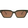 imageSOJOS Trendy Polarized Sunglasses Womens Men Retro Vintage 90s Cute Cat Eye Narrow Sun Glasses SJ2381Green Frame Brown Lens