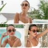 imageSOJOS Trendy Polarized Sunglasses Womens Men Retro Vintage 90s Cute Cat Eye Narrow Sun Glasses SJ2381Red Frame Grading Red Lens
