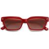 imageSOJOS Trendy Polarized Sunglasses Womens Men Retro Vintage 90s Cute Cat Eye Narrow Sun Glasses SJ2381Red Frame Grading Red Lens